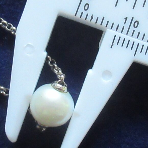 8mm Floating Pearl, Necklace, 19.5", 925 Silver Cable Chain, - Picture 5 of 9